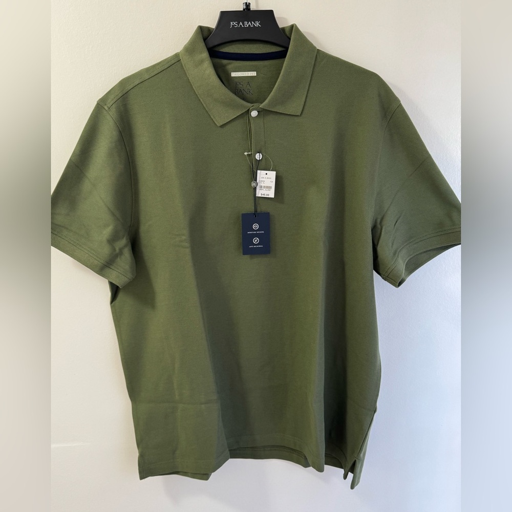 Jos.A.Bank tailored fit pique polo shirt, size XL, army green color NWT - Picture 2 of 9